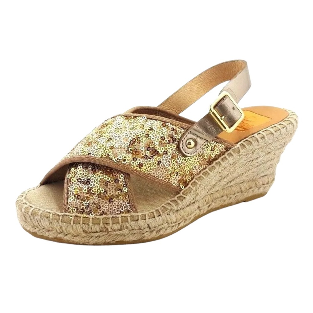 Kanna Gold and Tan Wedge Sandals